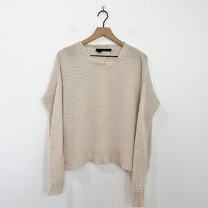 360 Cashmere Greer Open Back Sweater Cream Beige Knit Pullover Cross Back Small